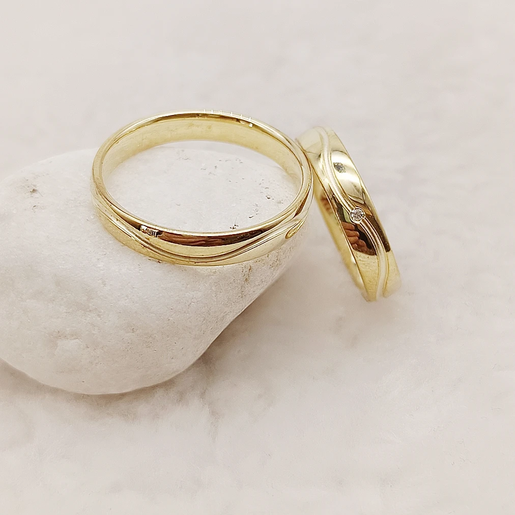 مخصص ضئيلة 14 قيراط مطلية بالذهب خاتم فضة إسترليني أناقة مدى الحياة نقابات الزفاف مجموعات خواتم الزفاف زوجين خواتم الرجال النساء #2