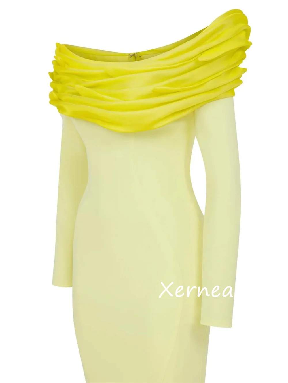 カスタマイズされたマッチングジャージープリーツトランペットオフショルダーロングドレスオーダーメイドの機会にふさわしい絶妙な中国風