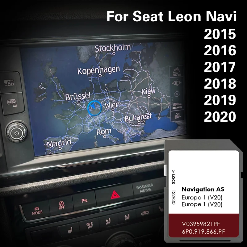 Compatibity for Seat Leon from 2015 to 2020 Navi System Car Accessories Gps Navigation 32GB Sat NAV Europe Austria Norway Italy