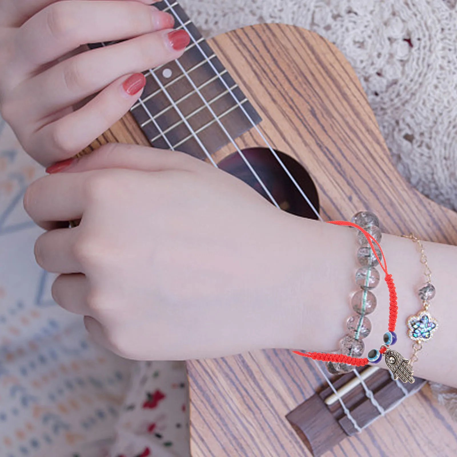 2 pezzi braccialetto malocchio braccialetto a corda misura regolabile uomo H occhi azzurri braccialetti malocchio per collana da uomo