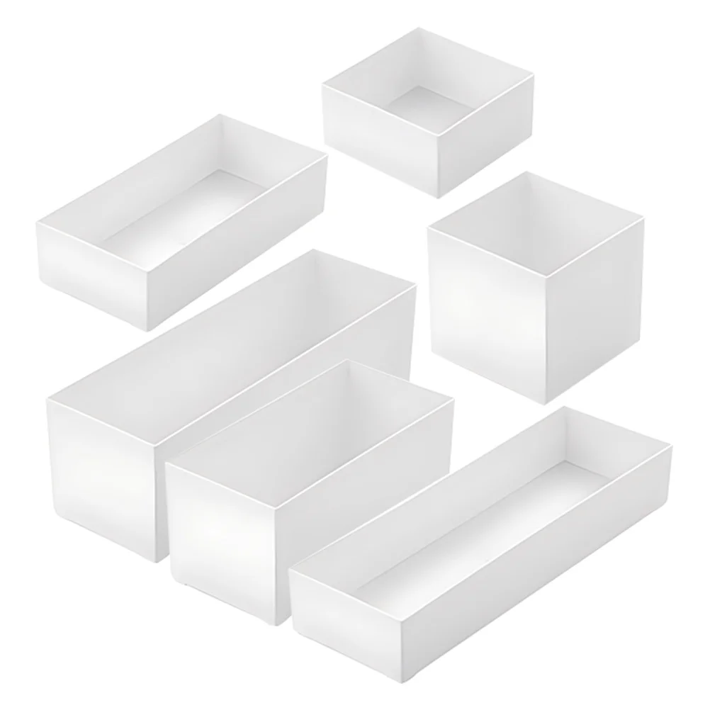 

6Pcs Kitchen Drawer Organizer Cutlery Storage Box Multi-Compartments Space-Saving Stackable PP Material Tidy Utensil Holder
