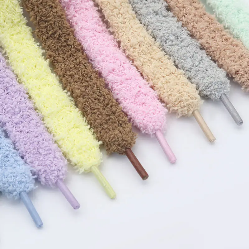 Cute Sofe Fluffy Fuzzy Sneakers Shoelaces Wide Flat Plush Towel Sneakers Shoelaces Brand Design for Women Casual Shoestring image 4