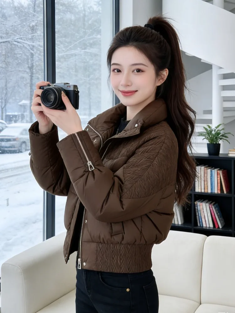

Casual Collared Short Cotton Jacket Comfortable Fabric Daily Wear Practical Commuting Casual Style Simple Design Winter Coat