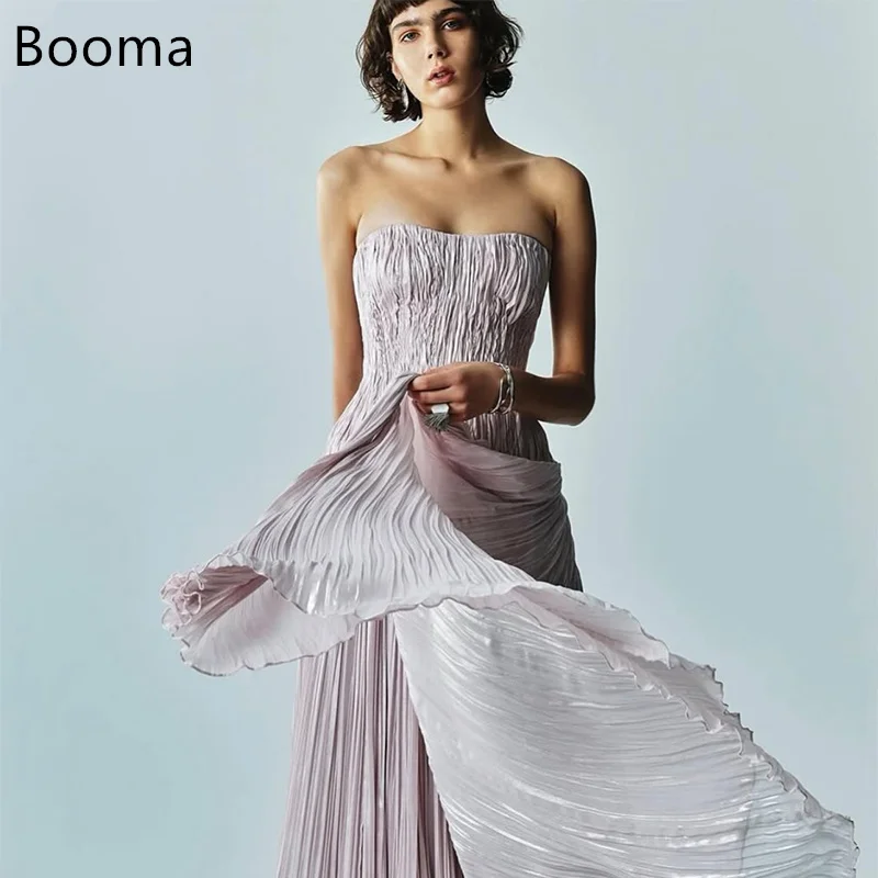 

Booma A-Line Pleat Shiny Strapless Women Prom Formal Gowns for Women Evening Dress Dresses Sleeveless Simple Customized 2025
