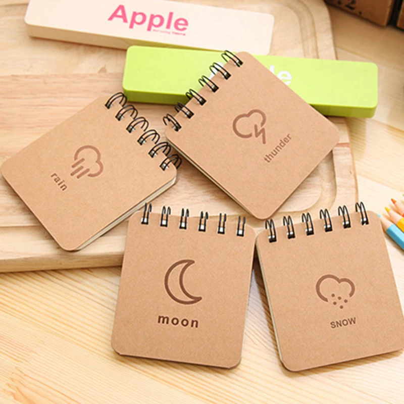 Retro Wind Moon Snow And Rain Weather Forecast Cute Small Book Coil Notepad Student Portable Notebook