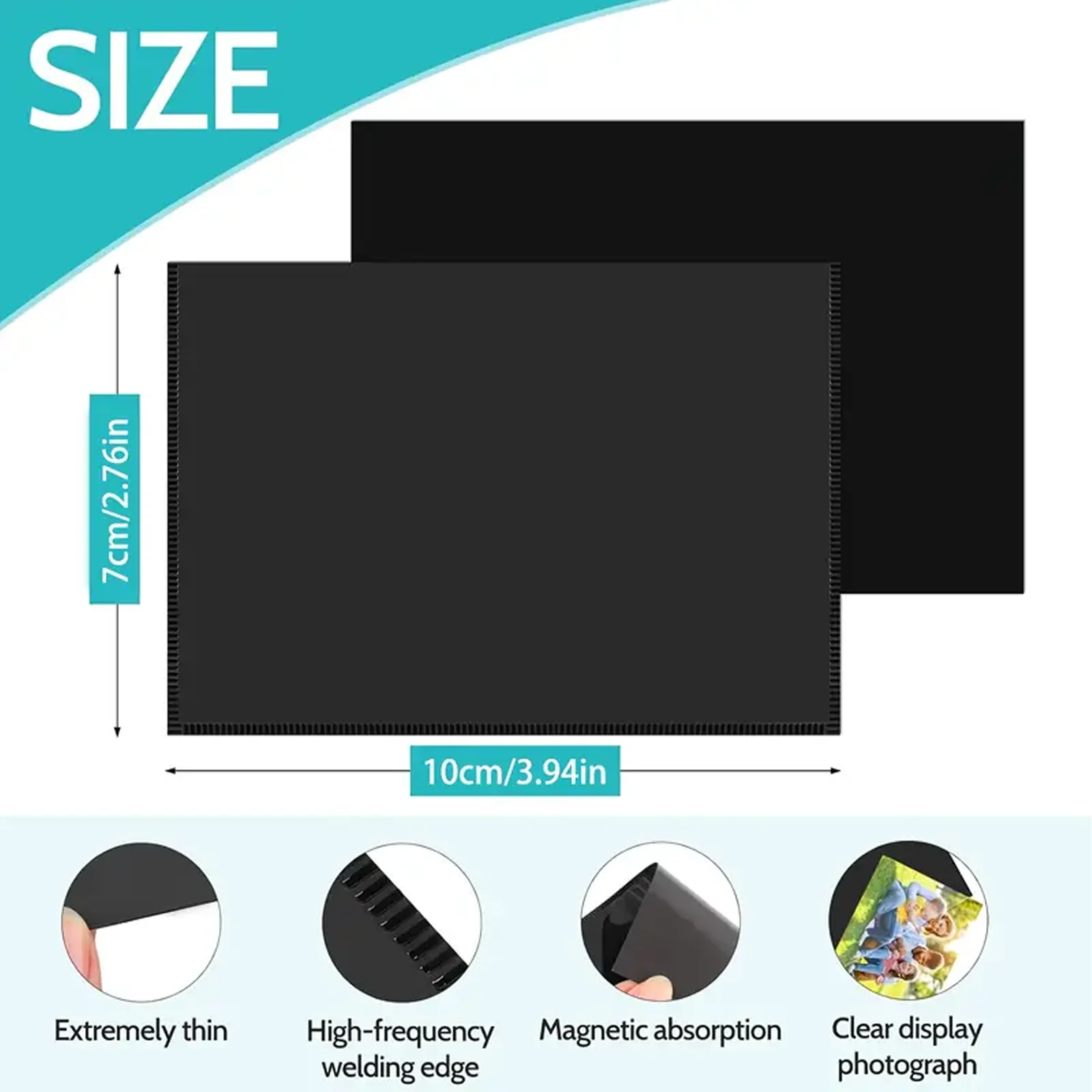 10 Pack Magnetic Picture Frames Hold 2.5×3.5 inch Photo Reusable Pocket Photo Frames for Fridge and Locker (Black or White)