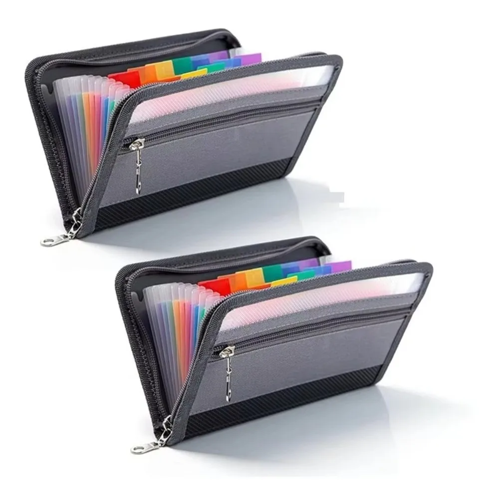 13 Pockets Expanding File Folders 13 Layer Large Capacity Document Case Rainbow Color A4 Letter Size File Organizer Bag Package