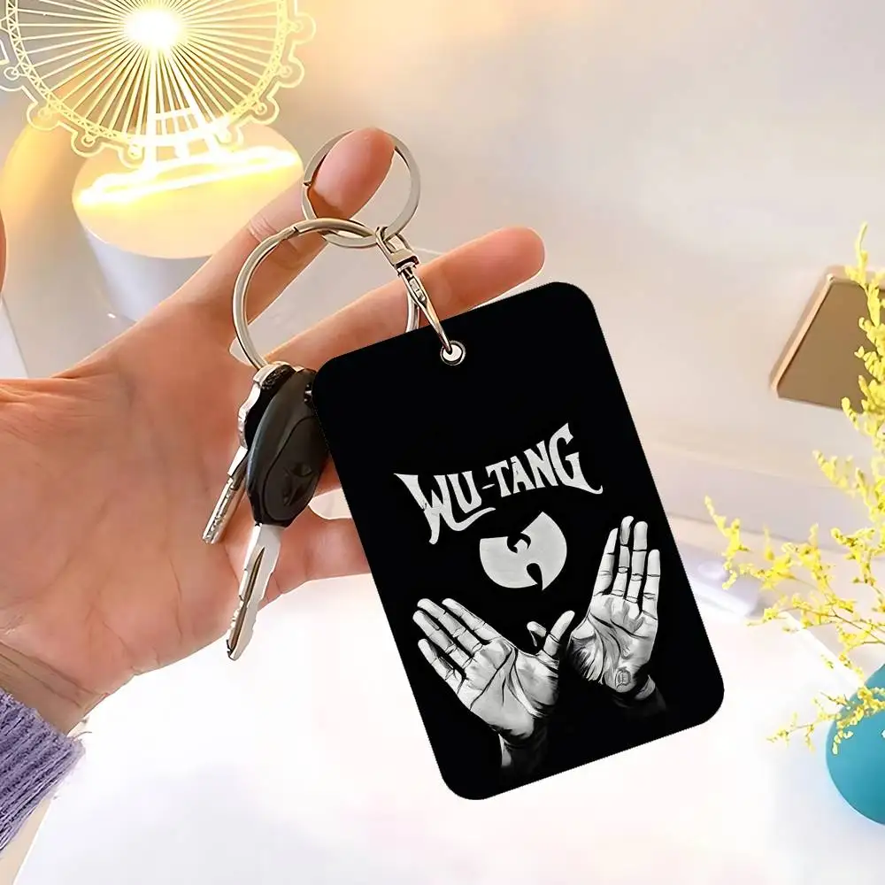 W-WU-T-TANG CLANS Sign Rectangle Keychain Card Holder, Badge Credit Card Holder, Student ID Card Holder, Bus Cards Cover