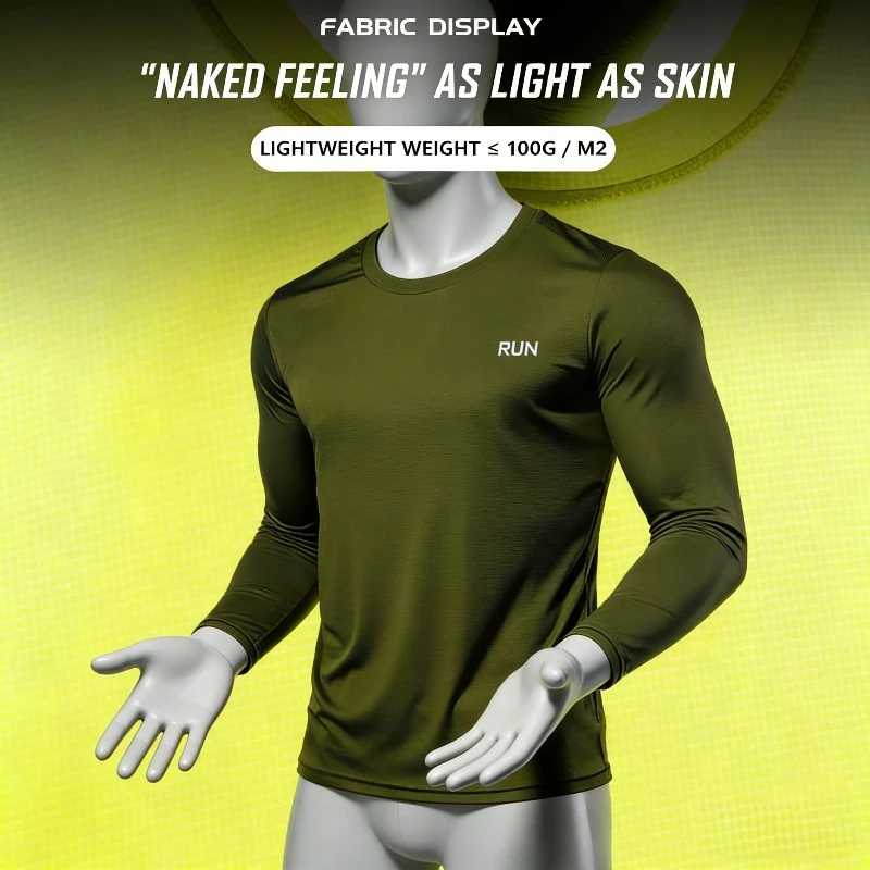 

Summer Ice Silk Long Sleeve T-Shirt Men 2026 New Quick Dry Breathable Air Conditioning Outdoor Sun Protection Running Outer Wear
