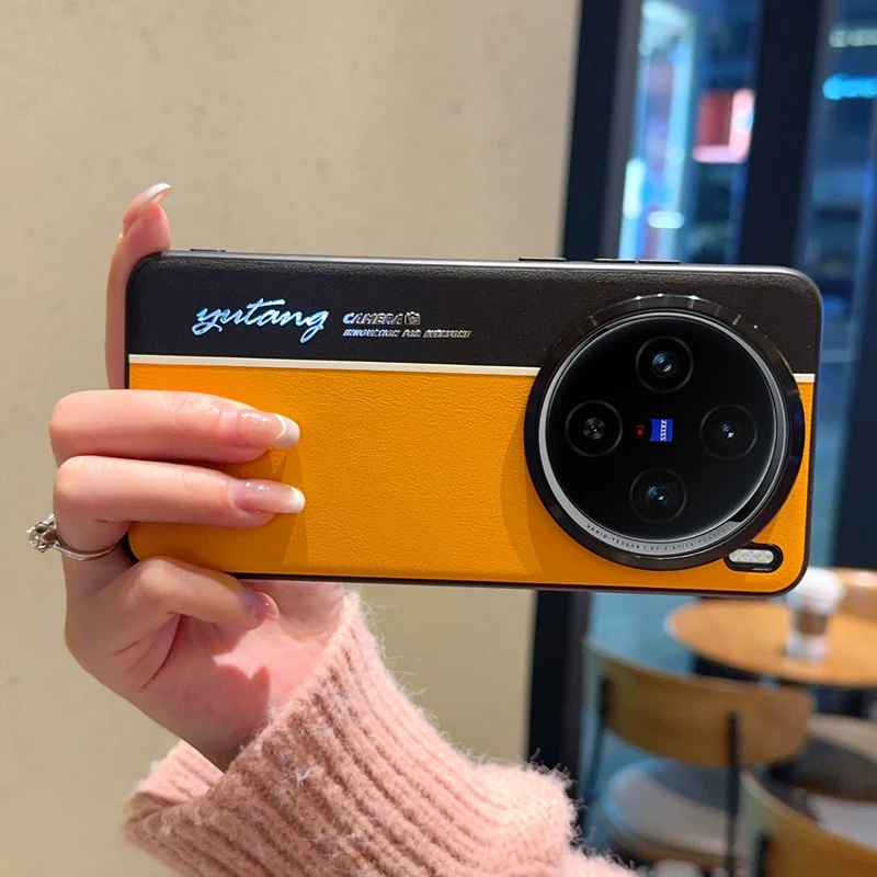 Para vivo x100 x100s x100s pro x100 pro couro galvanizado fluorescente cor-bloco anti-impressão digital anti-queda caso de telefone