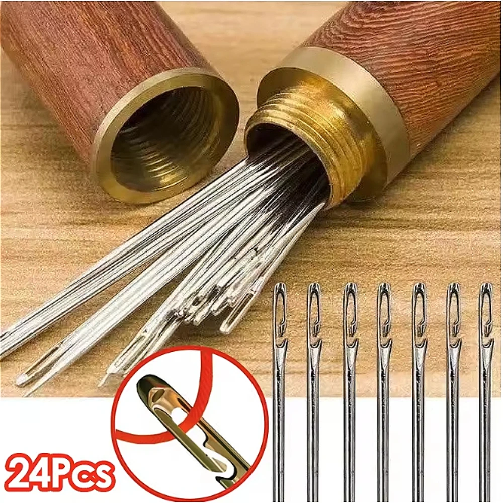 12Pcs Blind Needle Elderly Needle-side Hole Hand Household Sewing Stainless Steel Sewing Needless Threading Apparel Sewing