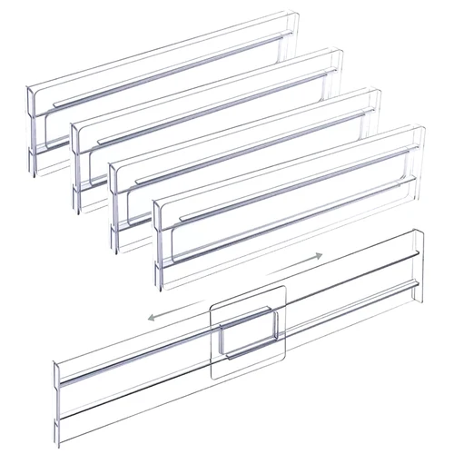 투명 서랍 칸막이, 조절 가능한 확장형 서랍 칸막이, 의류 용품, 화장품, 사무실 보관용, 4 개 