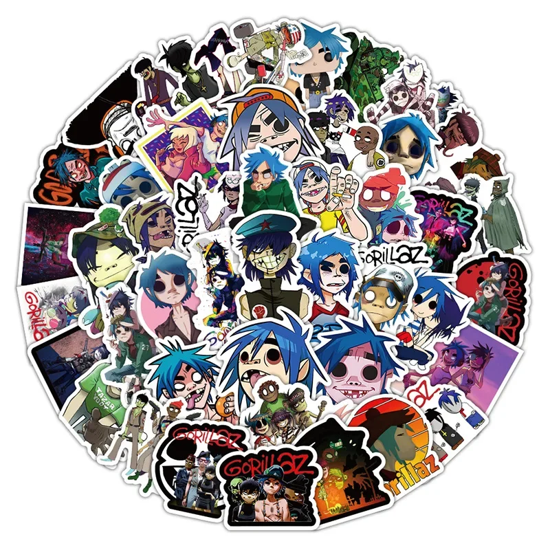 50pcs Gorillaz Graffiti Cartoon Animation Character Luggage Notebook Waterproof Cutting Film Sticker