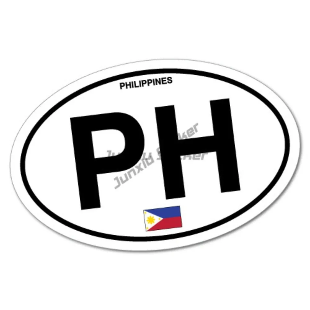 

Philippines Country Code Filipino Oval Sticker Flag Bumper Water Proof Vinyl High-quality Decal Accessories Motorcycle Stickers