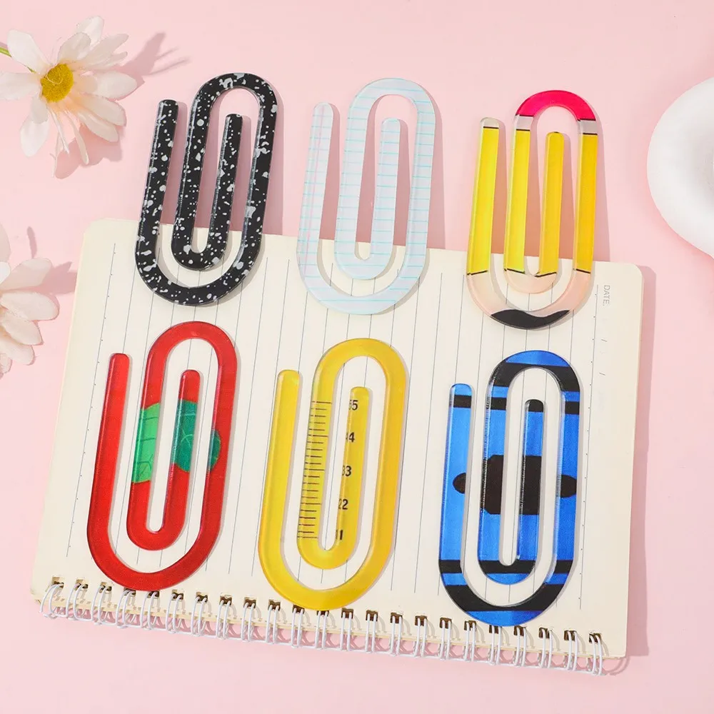 

Creative Paper Clip Bookmark Acrylic Thermometer Notebook Pencil Pattern Reading Marker for Students Office Workers Gift
