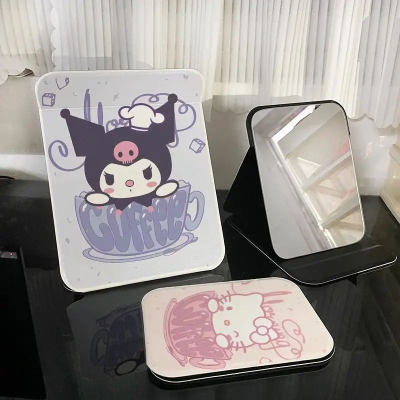 

Sanrio мультяшное складное зеркало Kawaii Kuromi Cinnamoroll Purin портативное зеркало для макияжа студенческое общежитие настольное зеркало для макияжа