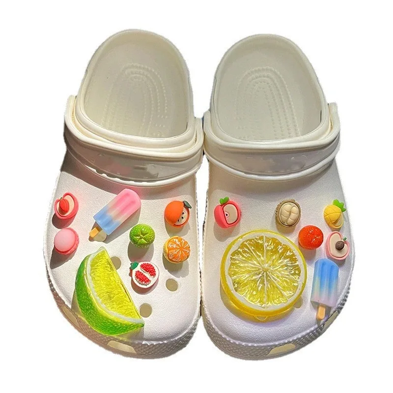 1Set Summer Refreshing Lemon Advanced Shoe Decorations New 3D Fruit Shoe Charms Set DIY Detachable buckle Shoes accessories