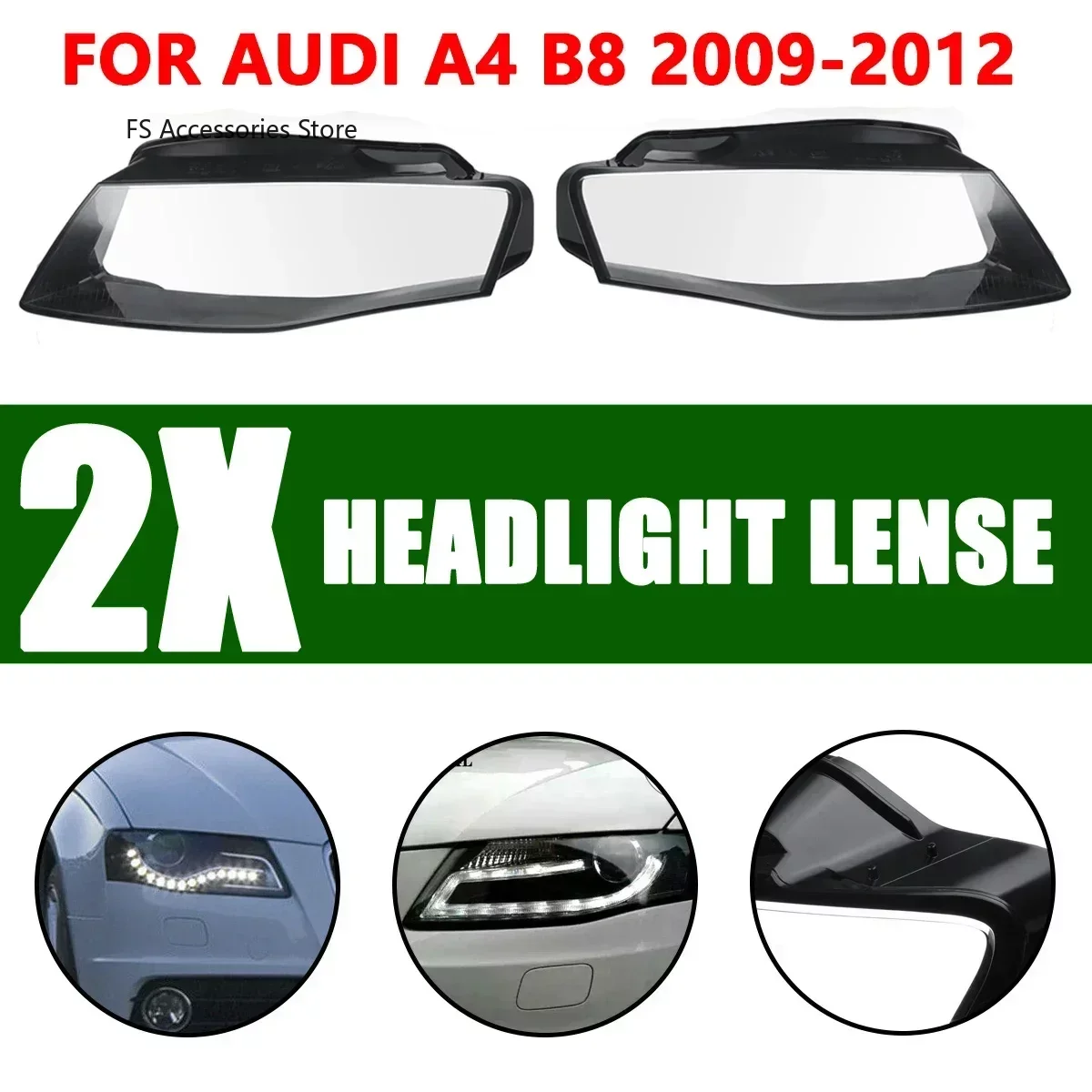 Para przednich reflektorów z przezroczystym kloszem do Audi A4 A4L B8 2009 2010 2011 2012