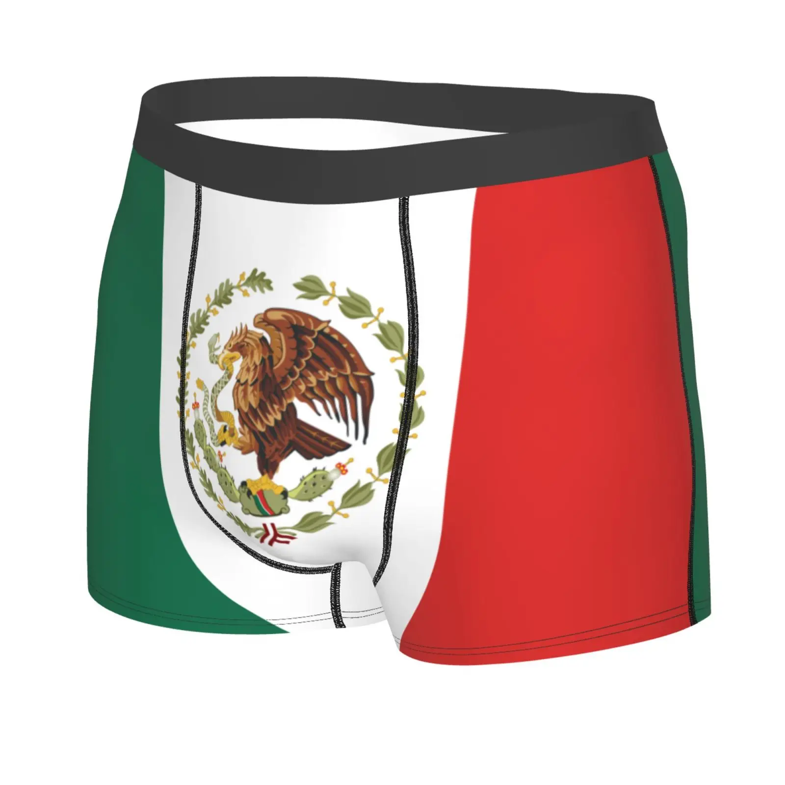 Mexican Flag and Emblem Print Men Underwear Boxers Men's Novelty Underpant Breathable Printed Male Underpants Man Boxer Briefs