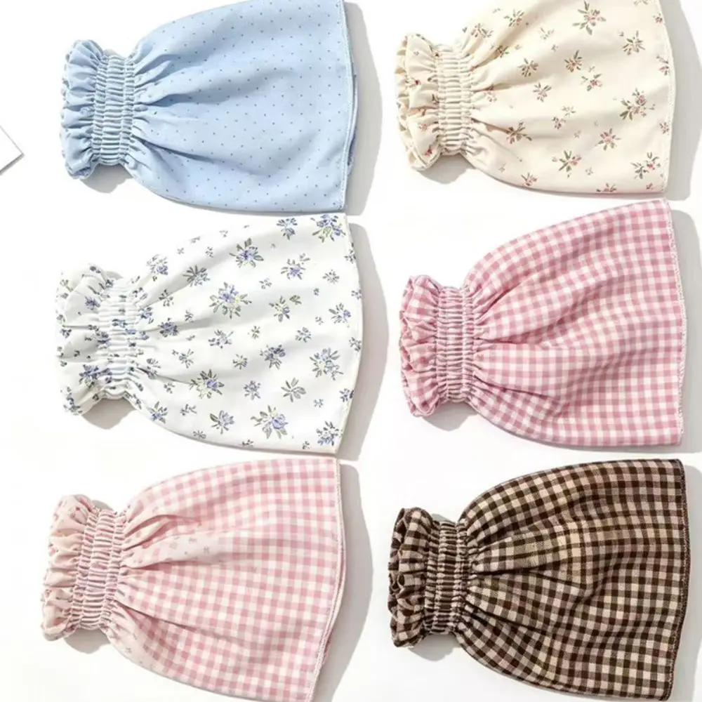 Floral Print Sleeve Covers Plaid Pattern Smocked Elastic Arm Sleeve Protectors Double-sided Soft Fabric Sleeve Guards