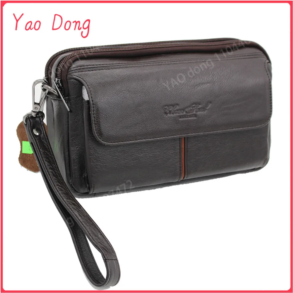 Yao Dong High Quality Genuine Natural Leather Men Clutch Bag Business Purse Wallet Cell Phone Cigarette Cash Card Holder Male Ha