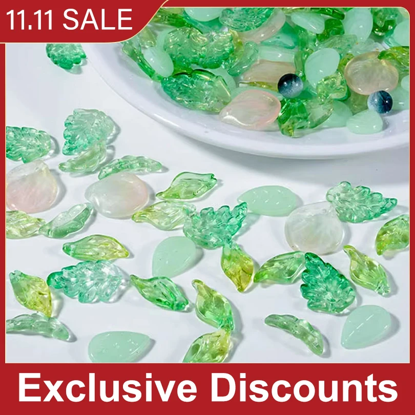 10-30pcs Random Mixed Leaf Series Petals Leaves Loose Beads Glass Handmade Diy Bracelet Earrings Jewelry Accessories Materials