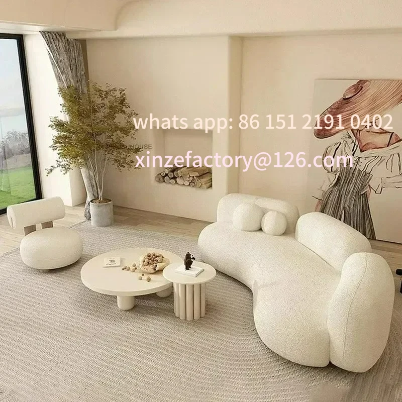 

Customizable Lamb Velvet Curved Living Room Sofas Designer Living Room Furniture Beauty Salon Clothing Store Rec