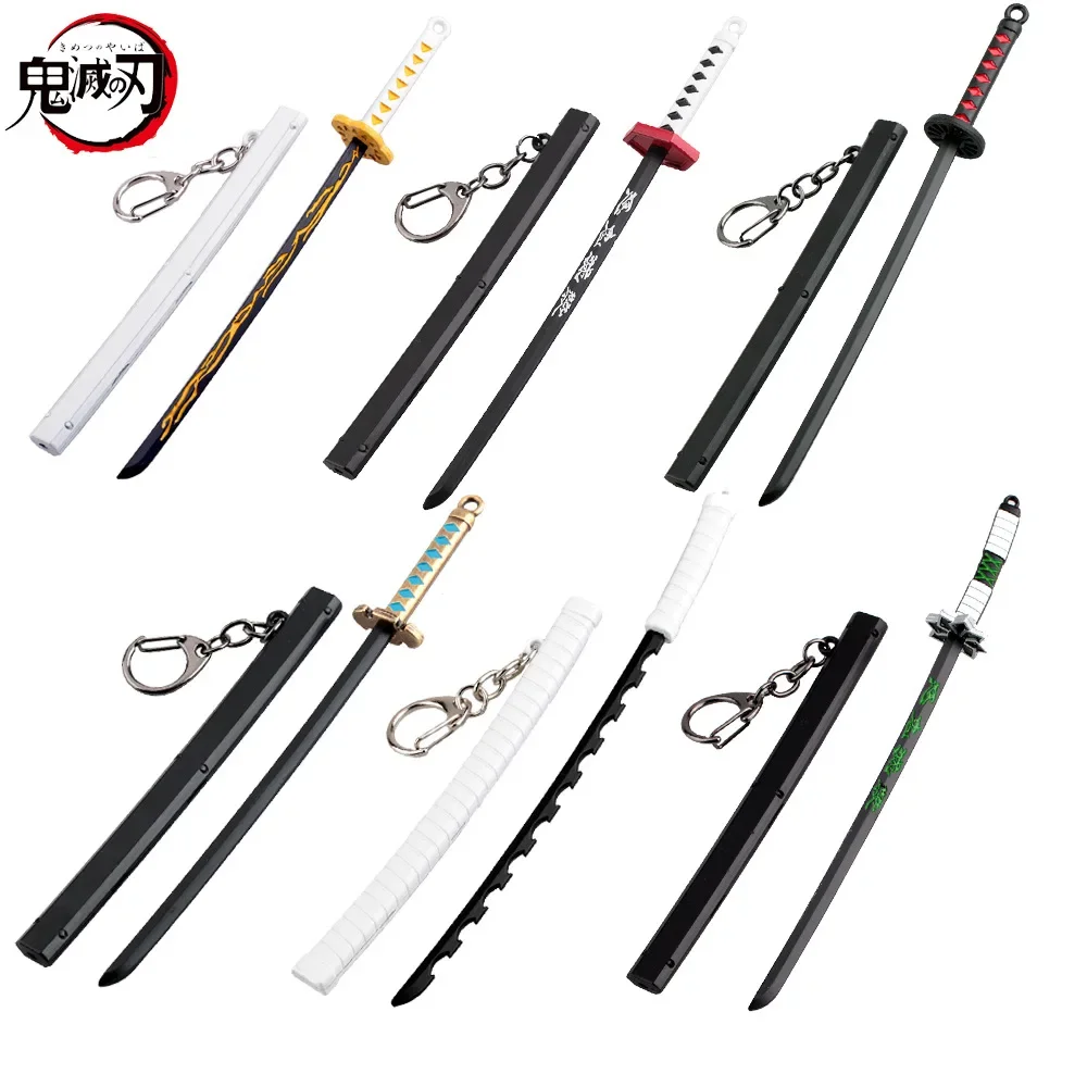 17cm Demon Slayer Kimetsu no Yaiba Weapon Model Keychain Kamado Tanjirou Blade of Ghost Sword Pendant Key Ring Anime Cos Jewelry