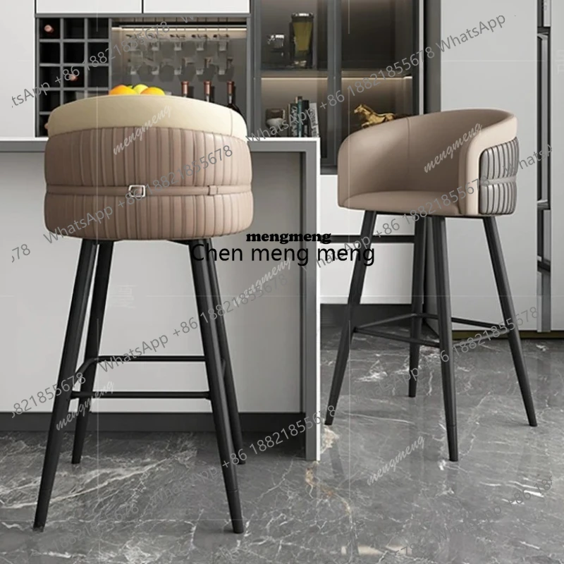 

E8000Italian Style Back Bar Stools Luxury Commercial Sustainable Kitchen Bar Stools High Chair Modern Sillas Barra High End Furn