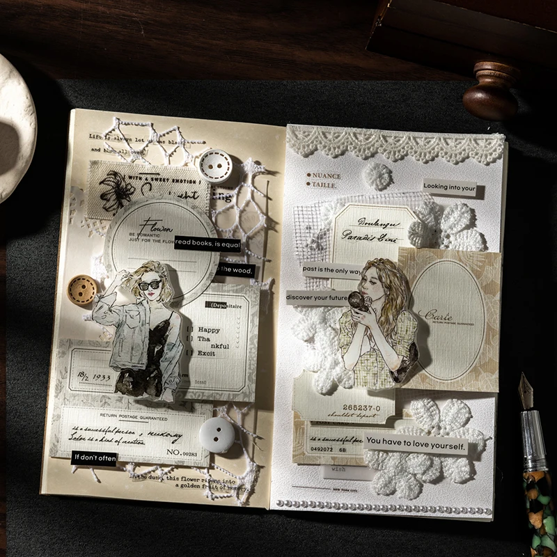 Notatnik GO 30 kartek Vintage z odpinanymi kartkami Kreatywny materiał do dziennika DIY, kolażu, artykuły papiernicze, scrapbooking, artykuły biurowe