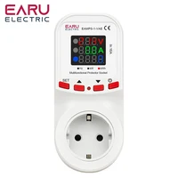 Protector limitador de corriente contra sobretensiones, enchufe europeo, 16A, CA, 230V, 50/60Hz, Monitor de energía, medidor kWh para electrodomésticos