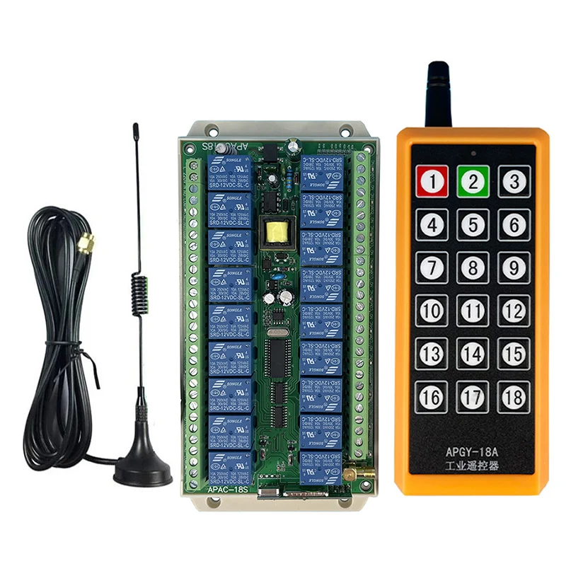 2000m ac 220v 18ch 433mhz relé rf interruptor de controle remoto sem fio receptor transmissor antena de sucção para luz led ou motor