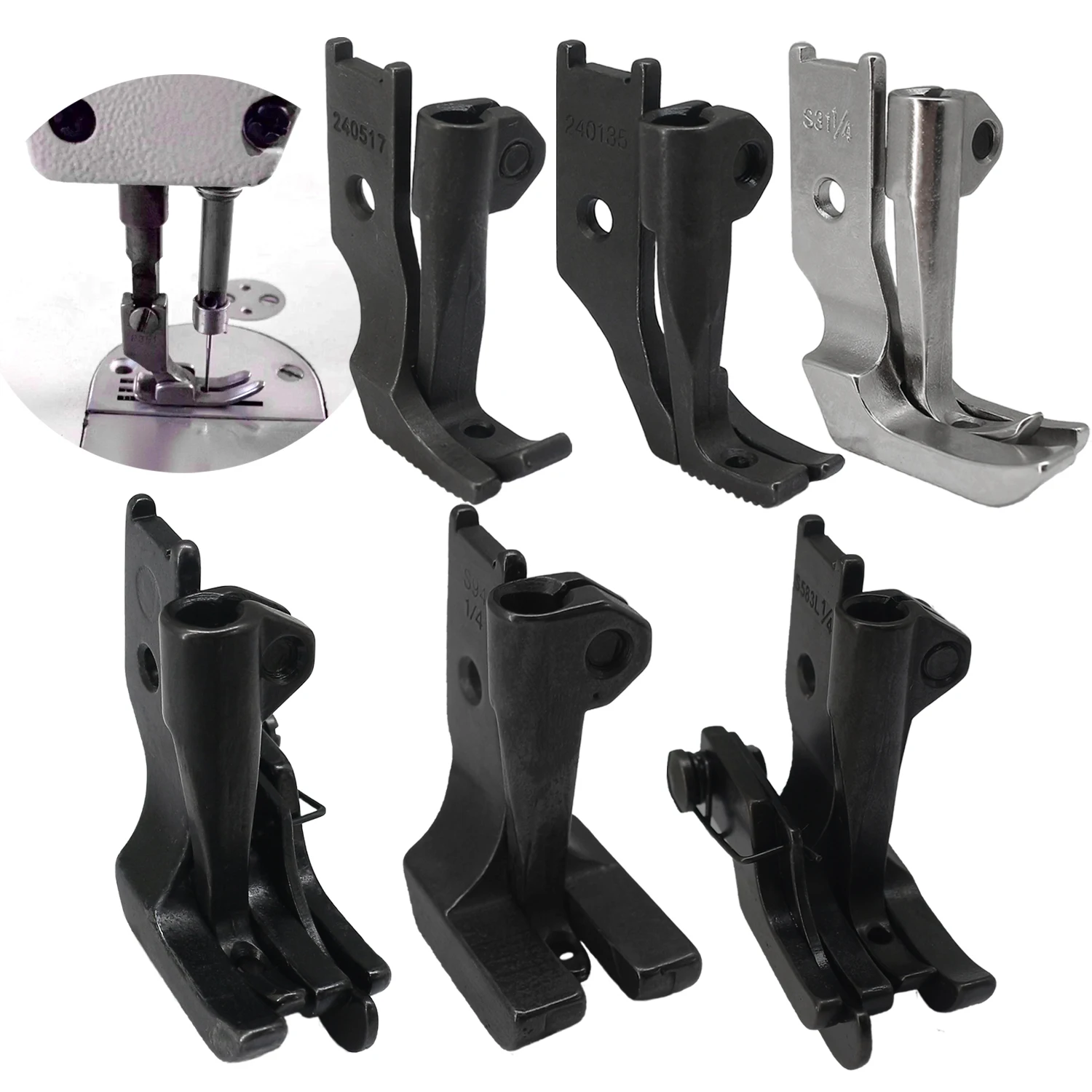 

6-set Walking Presser Feet Replacement Accessories for JUKI DNU-1541, CONSEW P1206RB, Singer 111G, Brother B837 Sewing Machines