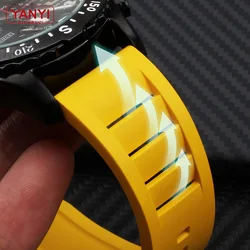 FKM Fluorine Rubber Sport Watch Strap 20mm 22mm Dustproof Band for Breitling Omega Seiko Casio IWC Mido - Universal Watchband