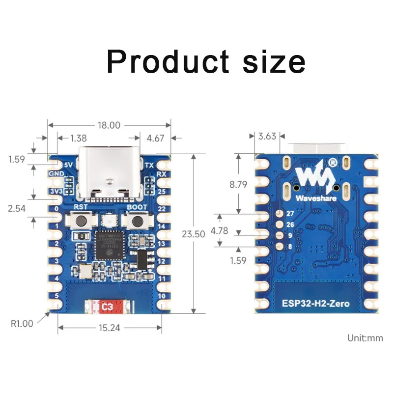 1/5PCS ESP32-H2-ZeroDevelopment Board With ESP32-H2FH4S 32-bit RISC-V 4MB Flash ESP32 H2 Mini ModulE for BLE / Zigbee / Thread