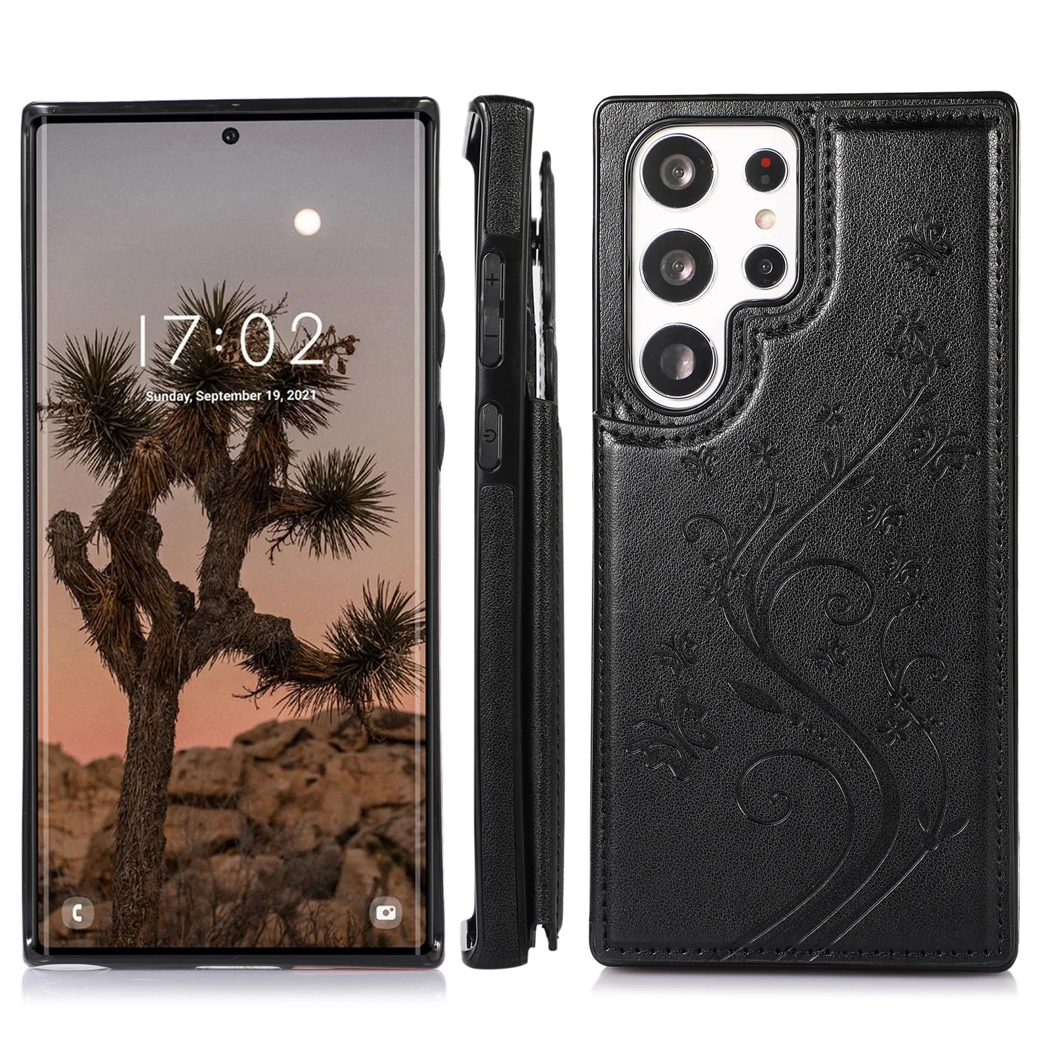 

Кожаный чехол для телефона Samsung Galaxy S25 Ultra S25Edge S24 Plus S23 FE S22 S21 S20 Note 20, кошелек с тисненой пряжкой и бабочкой