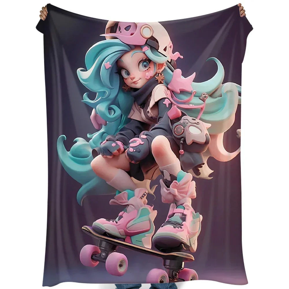 

3d printed blanket Cute cartoon flannel blanket super soft summer air conditioning blanket for children birthday Christmas gift