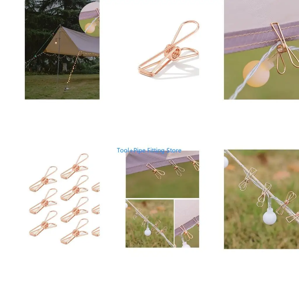 F92B 10pcs Outdoor Tent Clip Secure Your Lights Steel Materialfor Camping and Travel