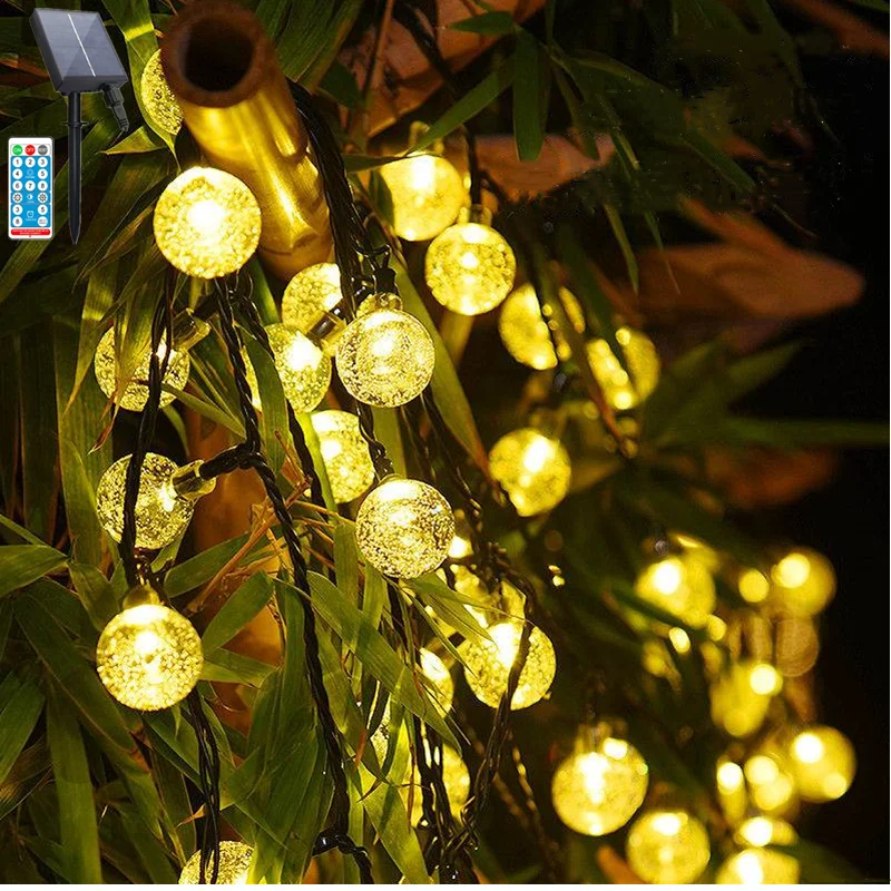 

Remote Control Outdoor Solar String Lights LED Crystal Fairy Light 12M 22M Outdoor Holiday Christmas New Year Wedding Decoration