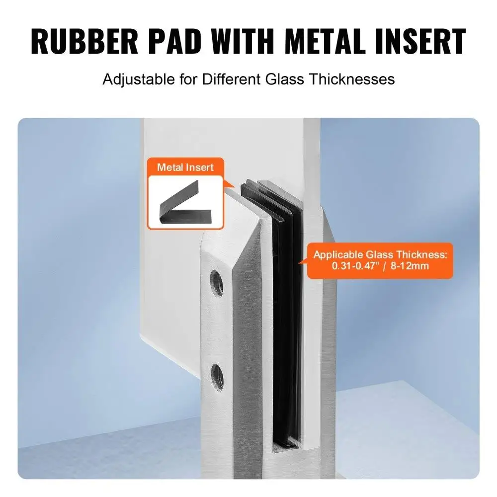 10PCS Square Glass Clamp for 0 .31 for 0 .47 Tempered Glass for 0 4 Stainless Steel for 0 .12 Thick Glass Mounting Shelf Bracket