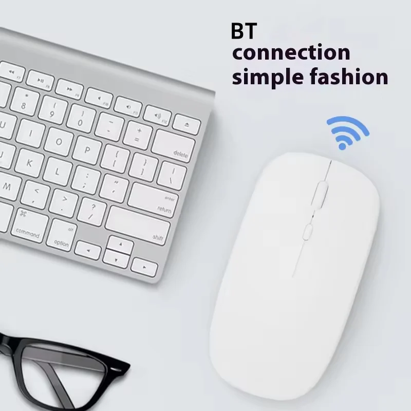 Battery-Powered Wireless Mouse Slim Bluetooth-compatible Computer Mice Portable Cordless Mouse for iPad Laptop Desktop Tablet