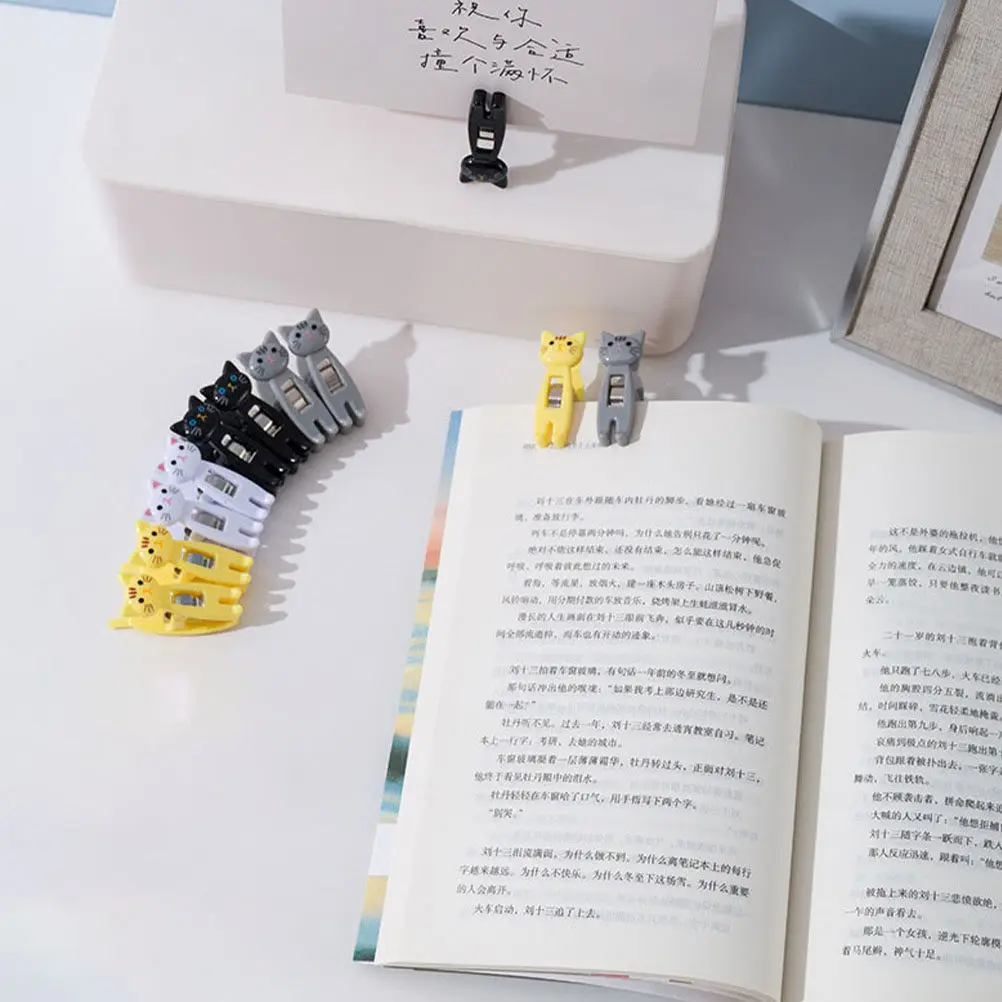 12Pcs Memo Clips Cute Cat Multi-Functional Plastic Note Photo Clothes Clips Windproof Cat Memo Clip Plastic Clip