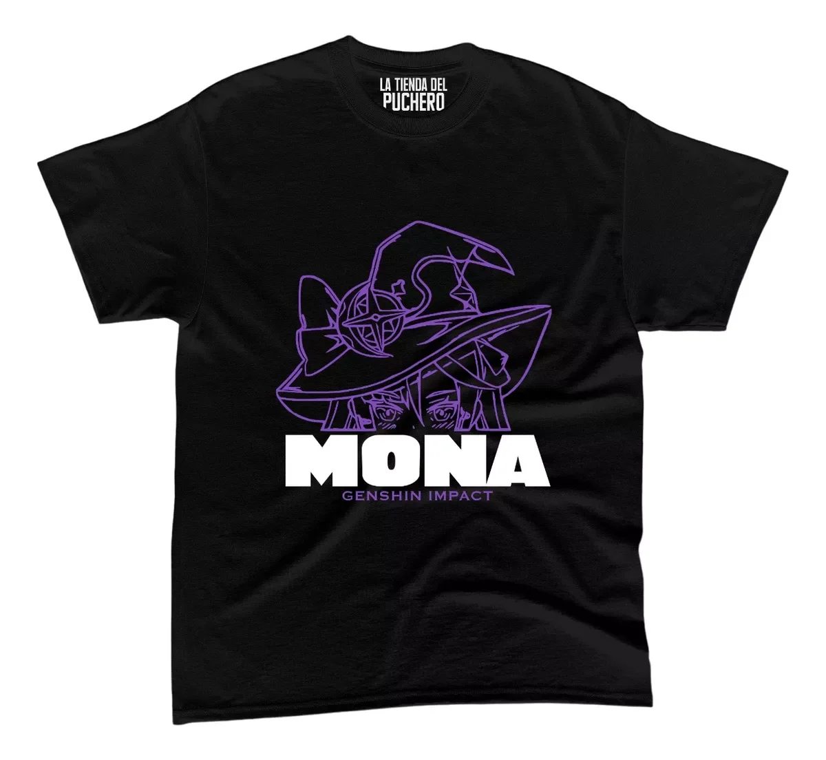 Playera Anime Genshin Impact Mona Rostro Lineas Letras B