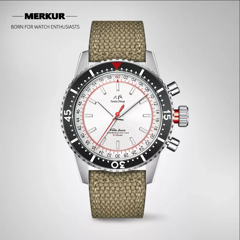 Merkur Men Sports Watch 40mm 60 Seconds Chronograph Vintage Watch Luxury ST1901 Mechanical Watches Sapphire Bezel