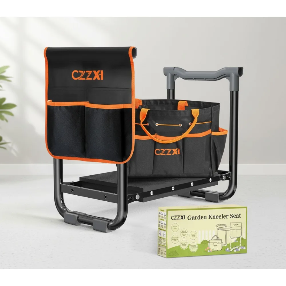 

Heavy Duty Garden Kneeler Seat with Tool Pouch - Foldable Gardening Stool for Women Seniors Outdoor Use