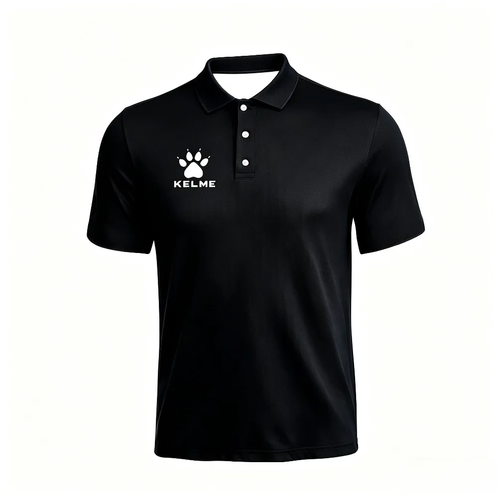 KELME Man Short Sleeve Polo Shirt Running Trainning Exercise Sports Tights Breathable Fitness Quick-Dry Polo Tee Fashion Summer