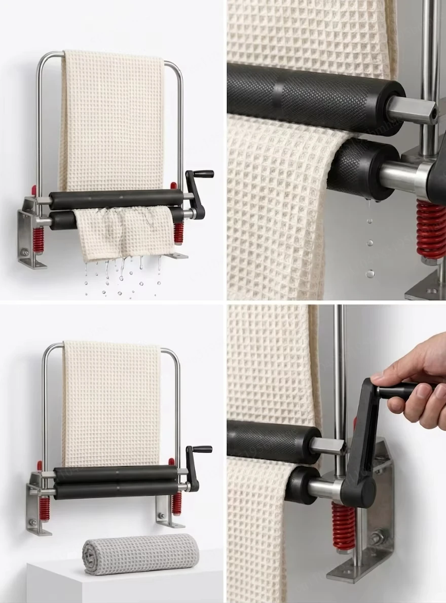 

Wall-mounted manual towel wringer, stainless steel hand-pressed mop wringer, suitable for car wash, commercial and domestic use