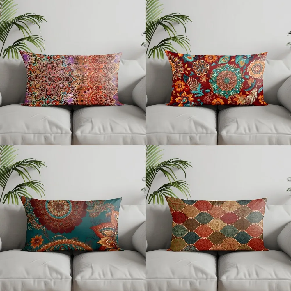 Home Decor Colorful Floral Patterned Pillow Covers Suitable For Sofa Bedroom Car Pillow Cover Cushion Rectangular Back Cushion