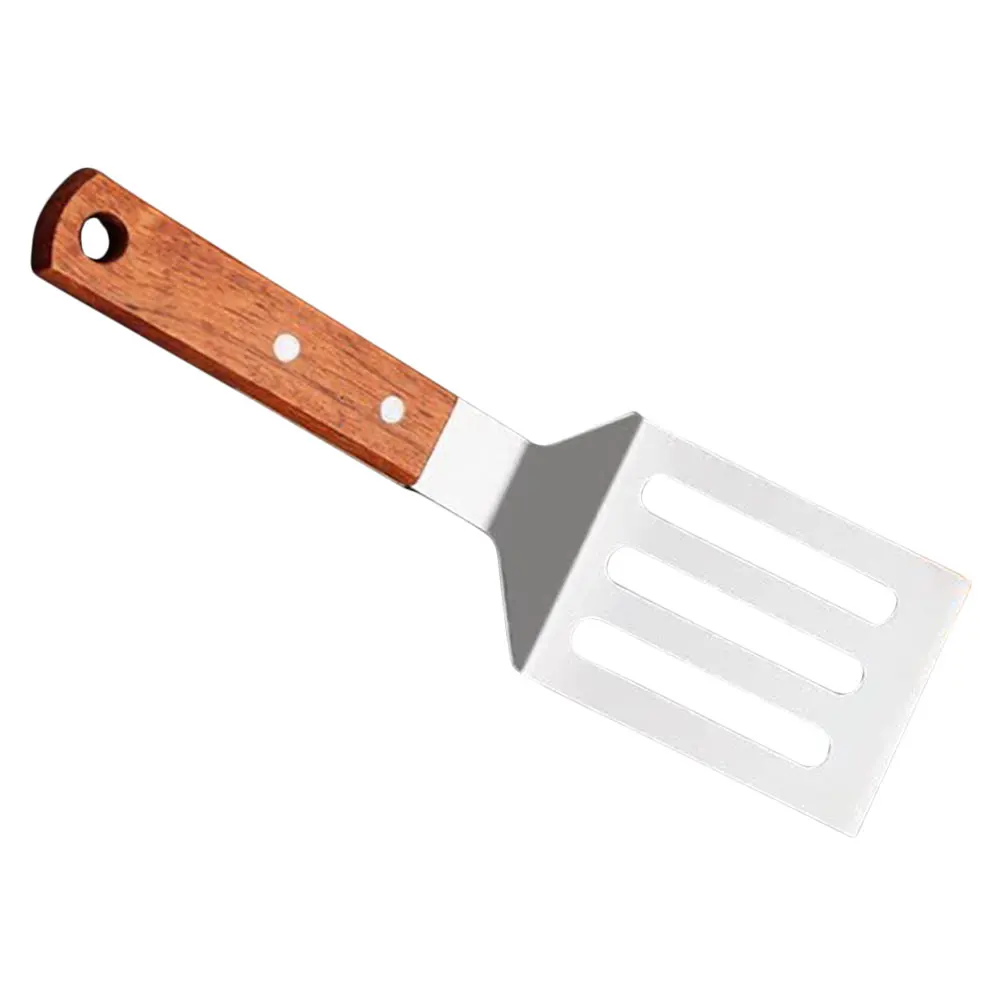 

Kitchen Frying Spatula Stainless Steel Wooden Handle Nonstick Multiuse Comfortable Grip Long Lasting Polished Finish Stylish