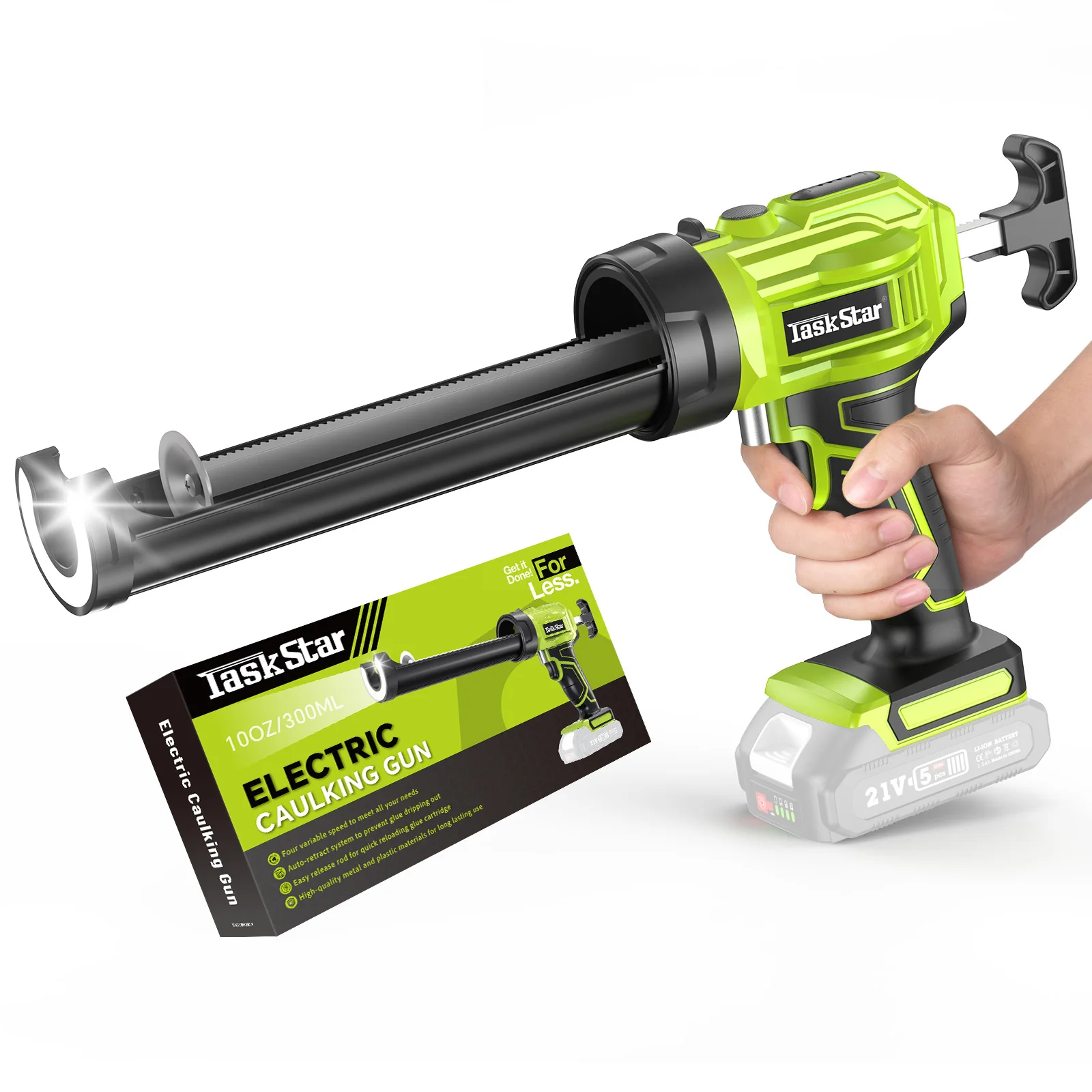 Taskstar Akku-Fugenpistole, tropffrei, für Makita-Pins, elektrische Fugenpistole, batteriebetriebenes Fugenwerkzeug, einstellbare Geschwindigkeit, automatische Silikonpistole mit LED-Licht